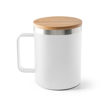 LAUDA. Mug in 90 recycled stainless steel with bamboo lid 420 mL